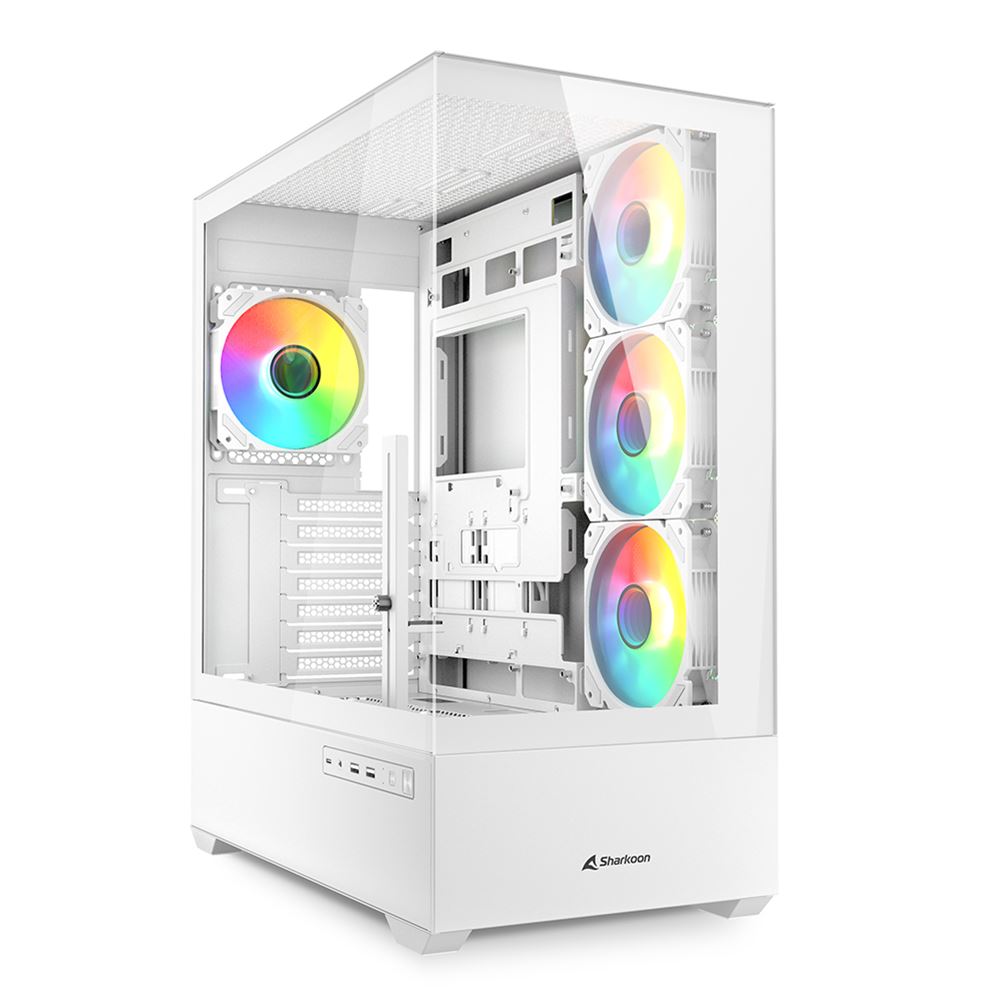 GABINETE SHARKOON AK6 RGB MATX S/FUENTE CRISTAL BLANCO C-AK6W 11M DE GARANTIA