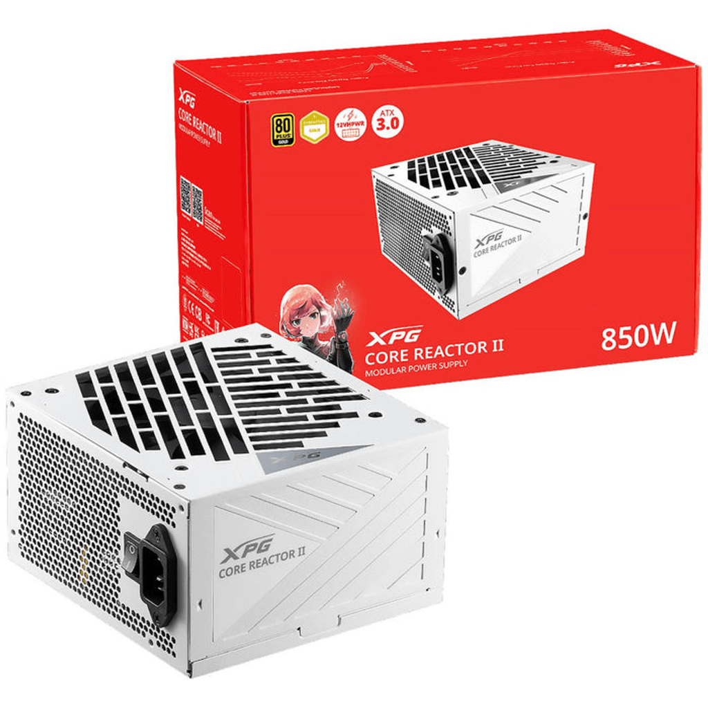 FUENTE ADATA XPG CORE REACTOR II 850W GOLD PCIE5.0 BLANCO FULL MOD COREREACTORII850G-WHCUS 11M DE GARANTIA