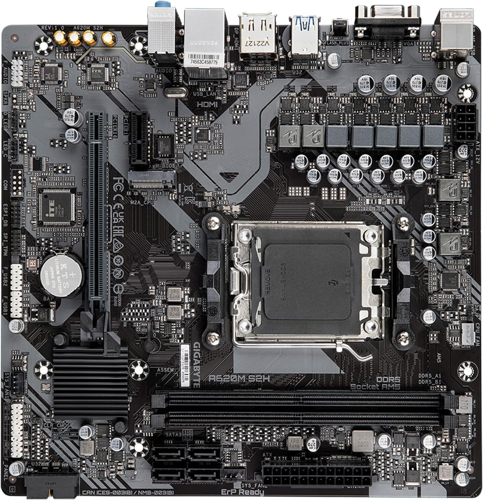 MB GIGABYTE  A620M H V2  RYZEN AM5 DDR5 128GB HDMI  ATX A620M H  V2 11M DE GARANTIA