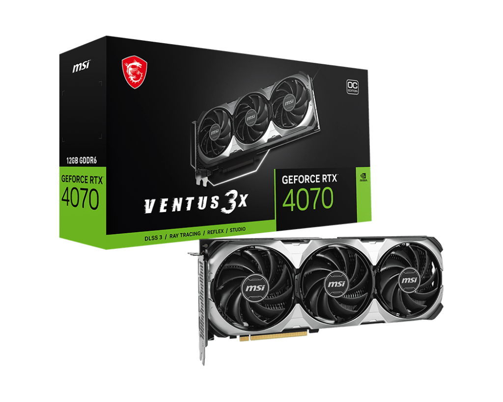TVIDEO MSI RTX 4070 VENTUS 3X E1 12G 192BIT GDDR6 DP HDMI RTX 4070 VENTUS 3X E1 12G OC 12M DE GARANTIA