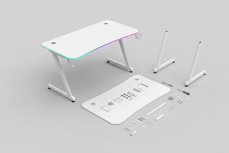 ESCRITORIO GAMER BALAM RUSH ERGONÓMICO OLYMPUS SPOT GLOW PRO MRX8000 BLANCO ESTRUCTURA Z 120X60CM SOPORTA HASTA 100 KG BR-941389 06M DE GARANTIA