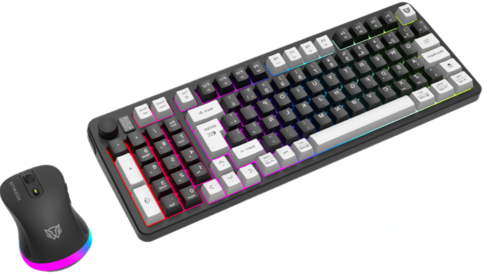 KIT 2 EN 1 WIFI BALAM RUSH SQUAD CONQUEST PRO KG525 NEGRO TECLADO 85% + MOUSE 7200DPI RGB BLUETOOTH RECARGABLE BR-940429 3M DE GARANTIA