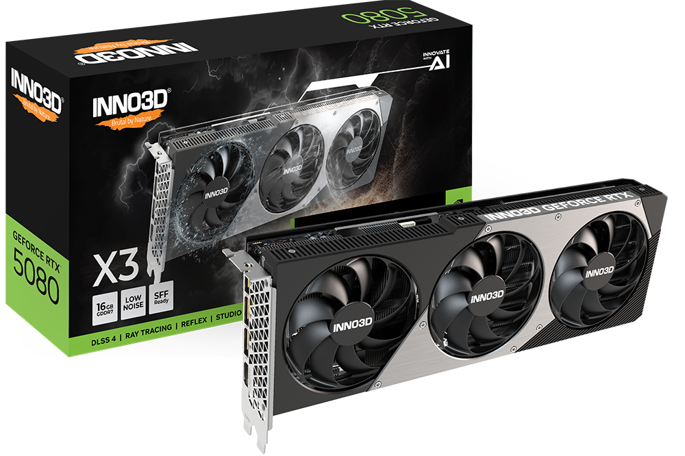 TVIDEO INNO3D RTX 5080 X3 16GB GDDR7 HDMI DP N50803-16D7-176068N 11M DE GARANTIA