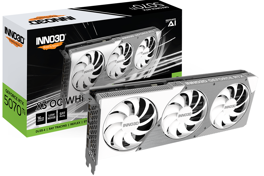 TVIDEO INNO3D RTX 5070 TI X3 OC WHITE 16GB GDDR7 HDMI DP N507T3-16D7X-176068W 11M DE GARANTIA