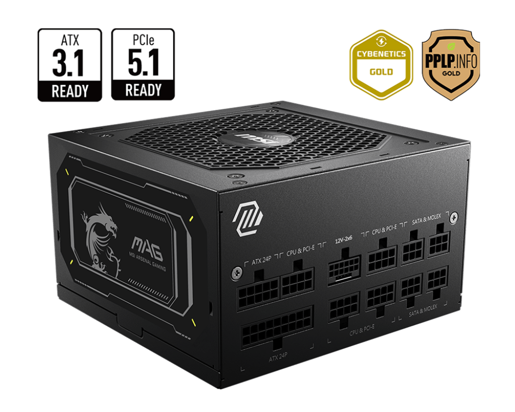 FUENTE MSI MAG A850GL II 850W 80 PLUS GOLD PCIEX5.1 FULL MODULAR ATX MAG A850GL PCIE5 II 11M DE GARANTIA