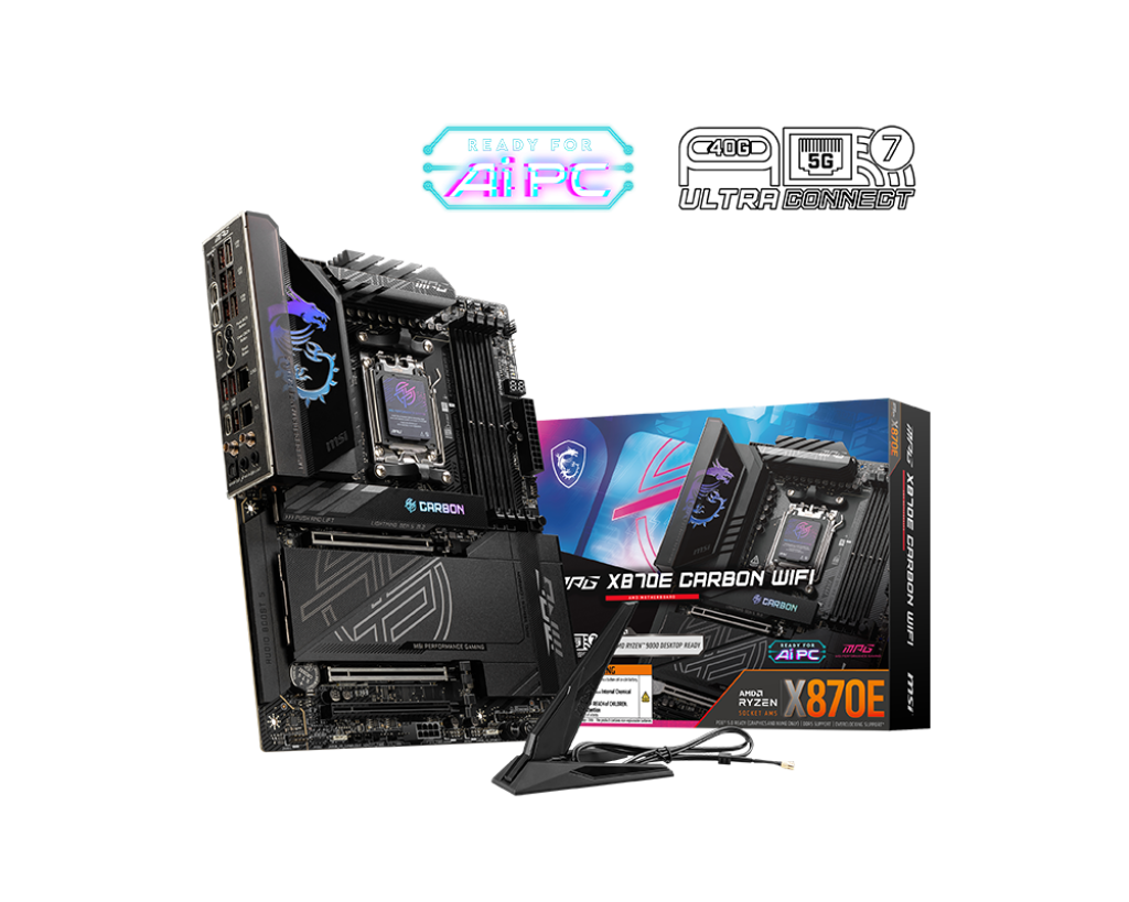 MB MSI X870E CARBON WIFI AMD DDR5 256GB A-ATX DP HDMI USB-C MPG X870E CARBON WIFI 12M DE GARANTIA