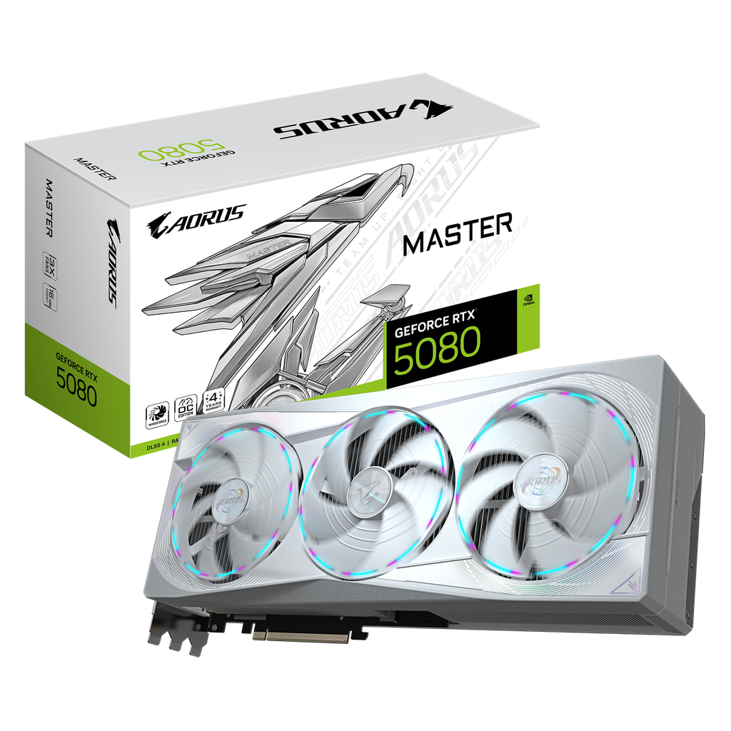 TVIDEO GIGABYTE RTX5080 AORUS MASTER ICE 16GB 256BIT GDDR7 GV-N5080AORUSM ICE-16GD 11M DE GARANTIA