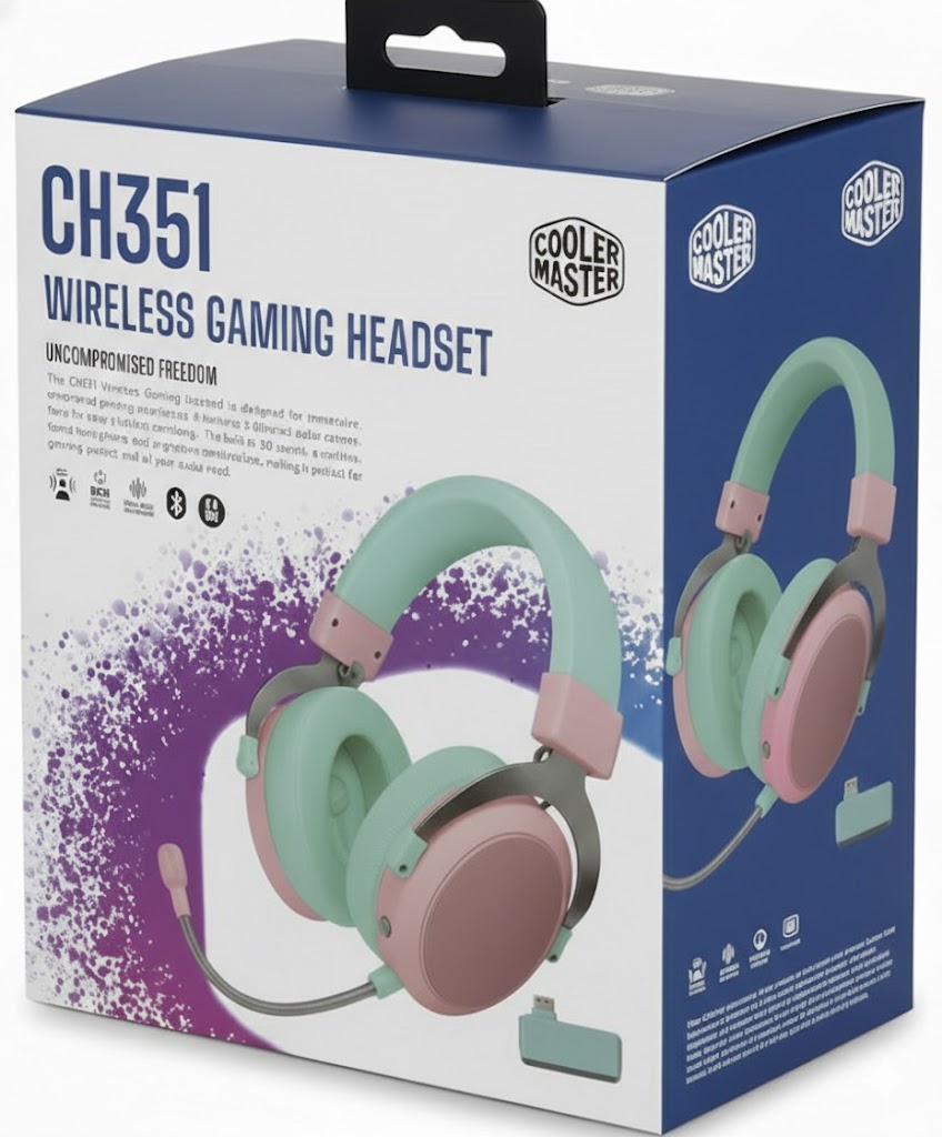 DIADEMA COOLER MASTER CH351 GAMER MACARRON 3.5MM BLUETOOTH USB-C 100HZ-1KHZ MIC FLEXIBLE DESMONTABLE CH-351-MC 11M DE GARANTIA