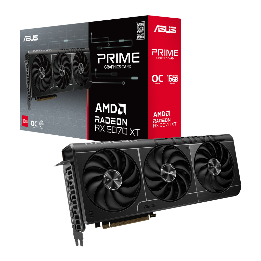 TVIDEO ASUS PRIME RX 9070 XT OC 16GB GDDR6 HDMI PRIME-RX9070XT-O16G 90YV0L71-M0NA00 1AÑO DE GARANTIA