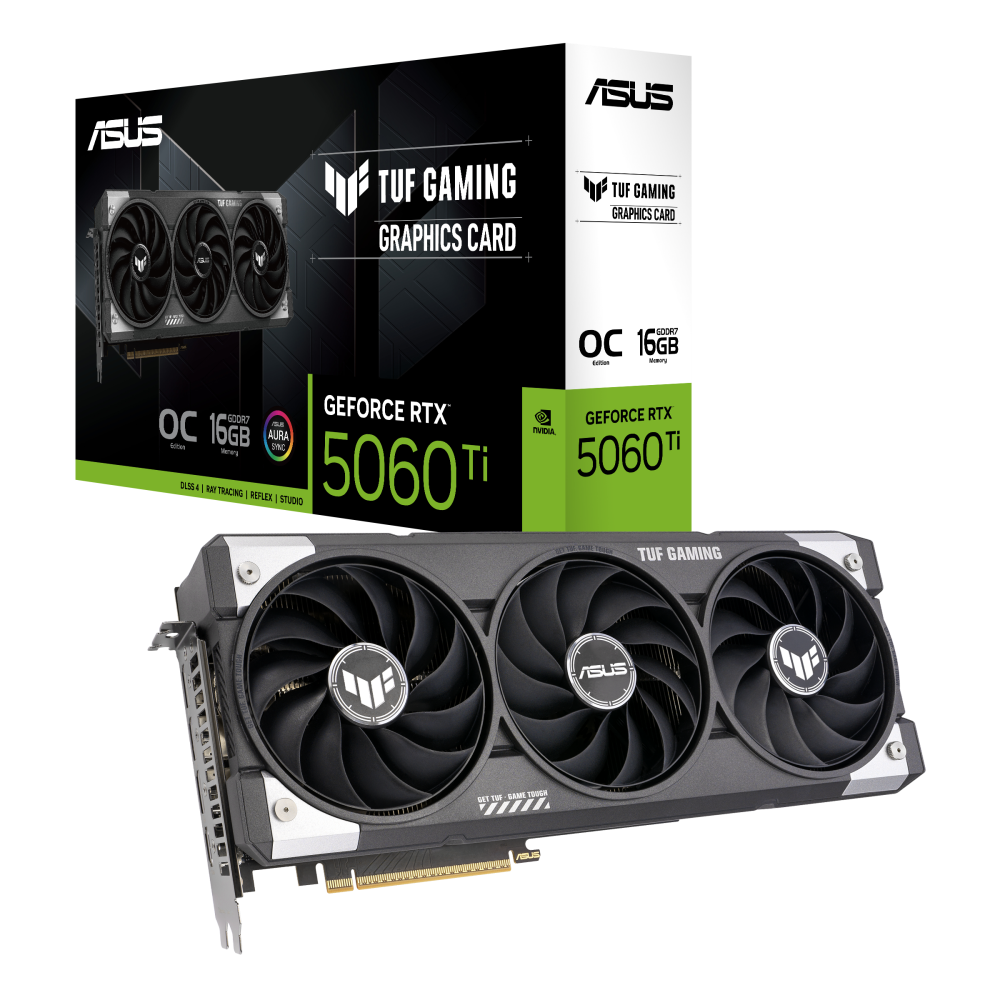 TVIDEO ASUS TUF GAMING RTX 5060 TI OC 16GB GDDR7 HDMI DP TUF-RTX5060TI-O16G-GAMING 90YV0MG0-M0AA00 1AÑO DE GARANTIA