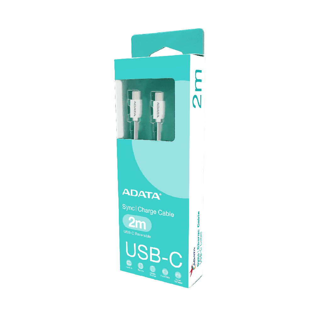 CABLE ADATA USB-C/USB-C BLANCO 2METROS CACC-200PN-WH SIN GARANTIA