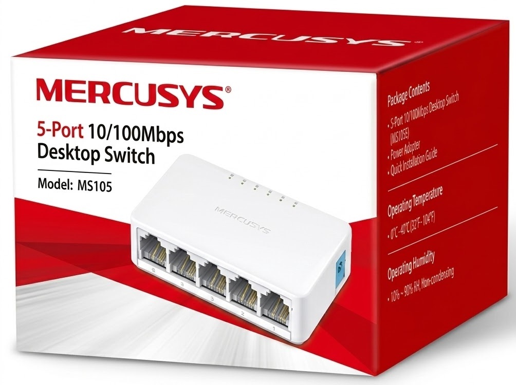 SWITCH MERCUSYS MS105 5PTS 10/100MBPS MS105 6M DE GARANTIA