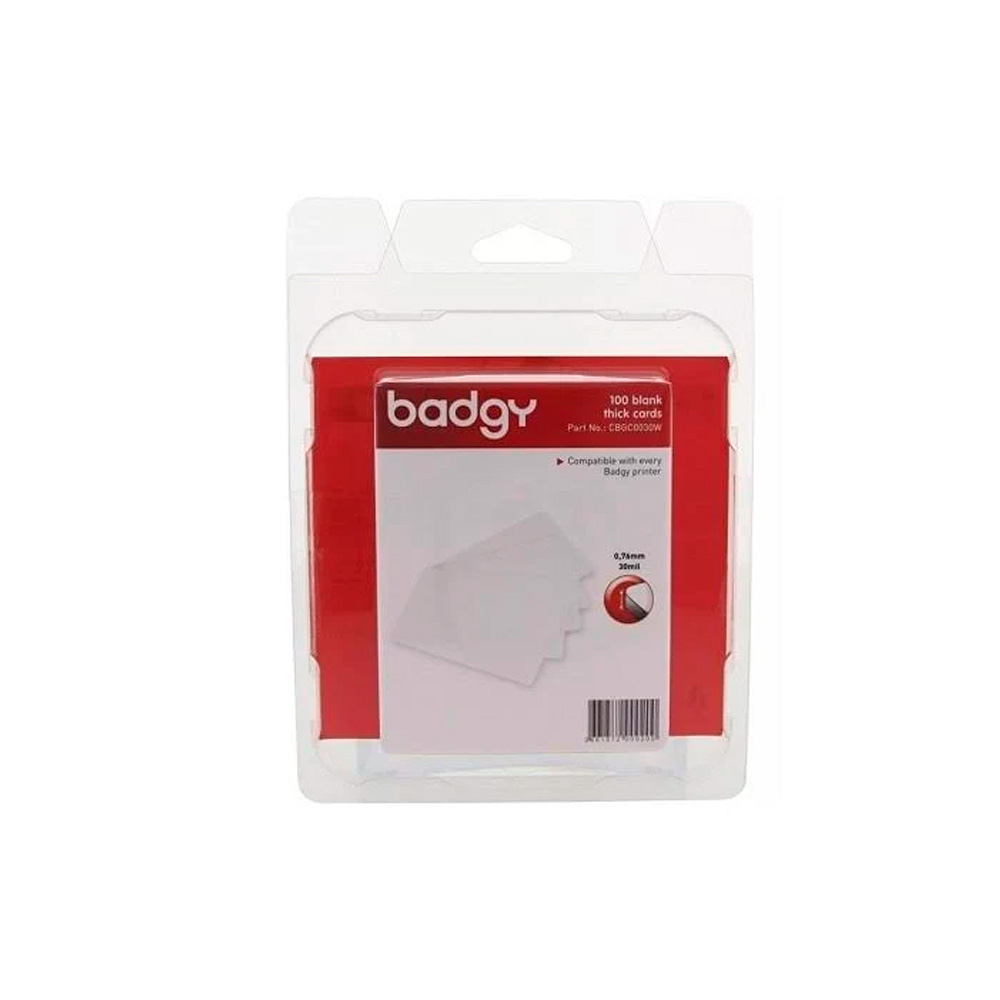 PAQUETE DE TARJETAS PVC BADGY BLANCAS 100 PIEZAS PARA IMPRESORAS BADGY EVOLIS 100 200 CBGC0030W SIN GARANTIA
