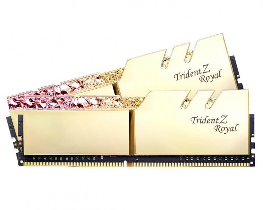 REMATE RAM GSKILL TRIDENT Z ROYAL DDR4 16GB(2X8GB) 3000 DORADA RGB F4-3000C16D-16GTRG 11M DE GARANTIA