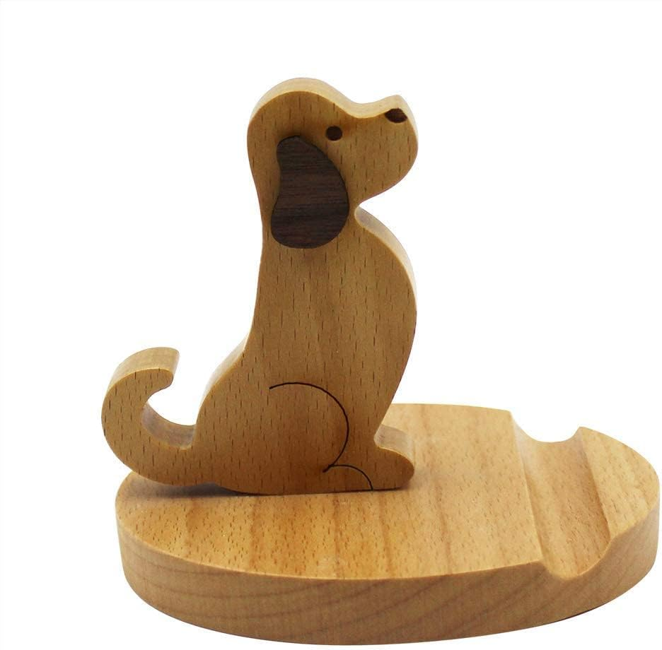 SOPORTE DE MADERA PARA CELULAR PERRITO CHOCOLATE SIN GARANTIA