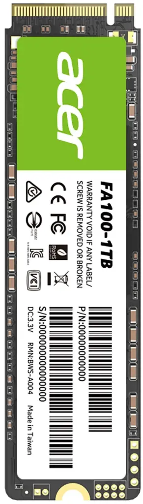 SSD ACER FA100 1TB M.2 3300MB/2700MB NVME3000MB/S BL.9BWWA.120 11M DE GARANTIA