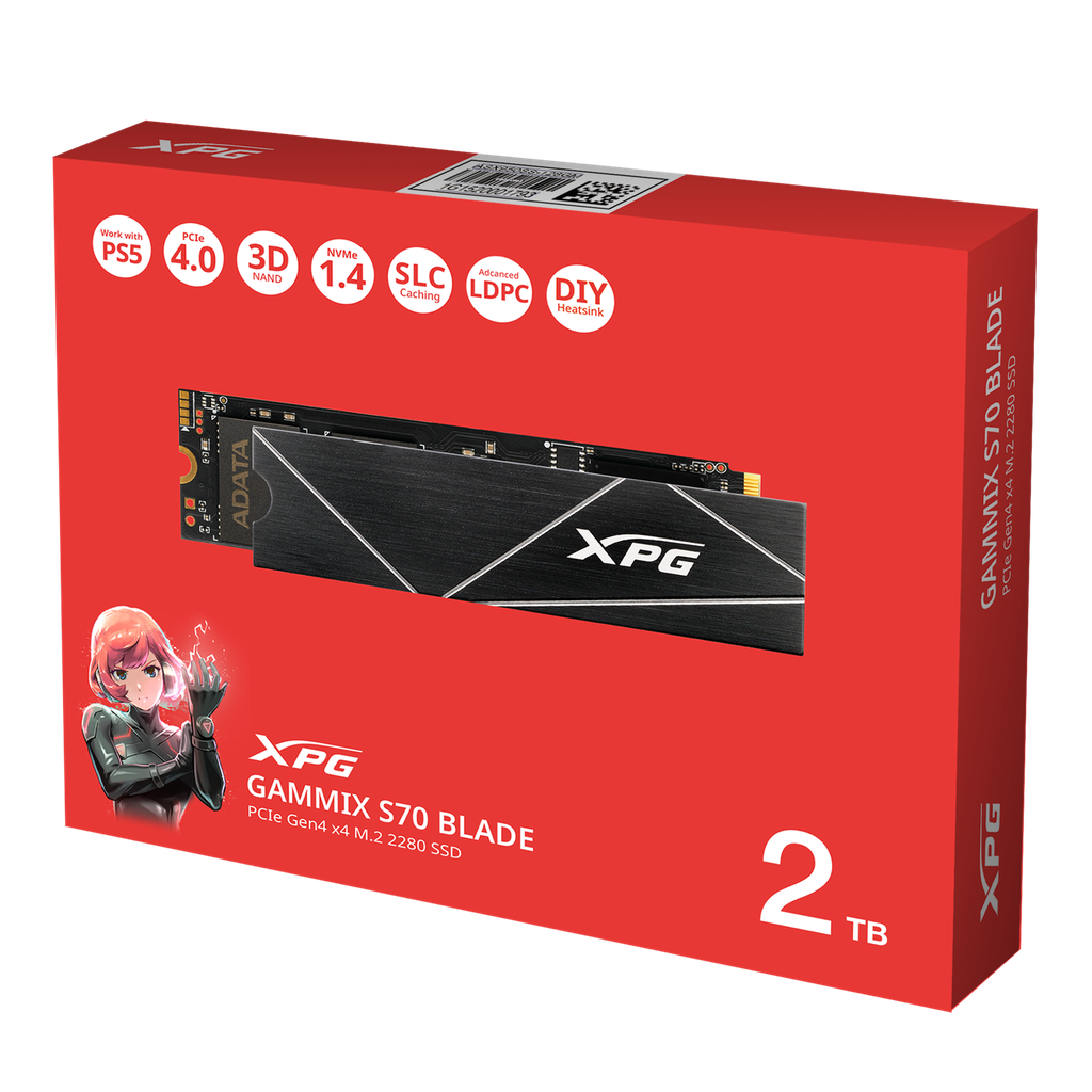 SSD ADATA S70 BLADE 2TB M.2 7400MB/6800MB PS5-6100MB/s AGAMMIXS70B-2T-CS 11M DE GARANTIA