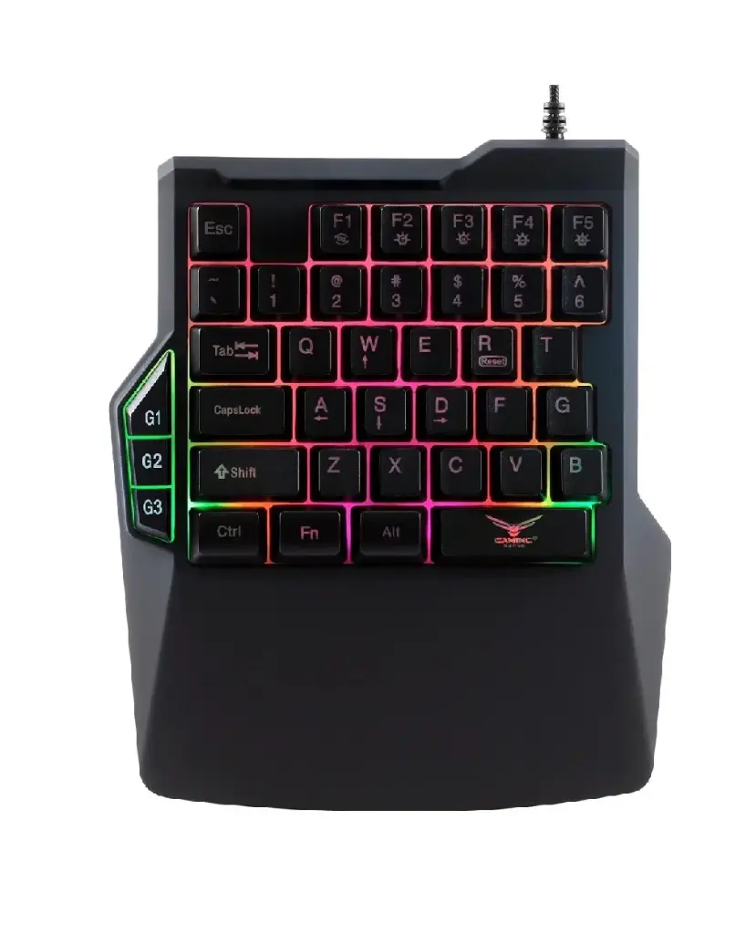 TECLADO GAMER USB NACEB ONE HAND ATHERIS NEGRO RGB ESP NA-0938 1M DE GARANTIA