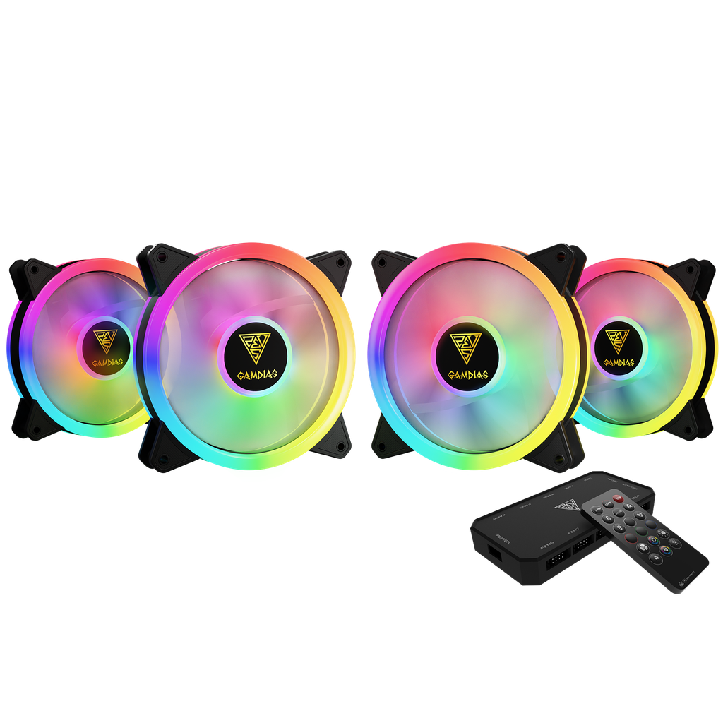 VENTILADOR GAMDIAS AEOLUS M2 4X120 NEGRO RGB GD-AEOLUS M2-1204R 3M DE GARANTIA