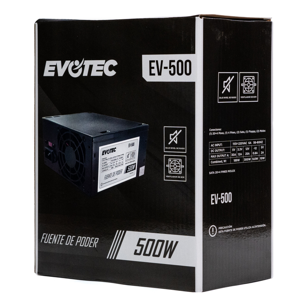 FUENTE NACEB EVOTEC EV-500 500W ATX 24PIN 6M DE GARANTIA