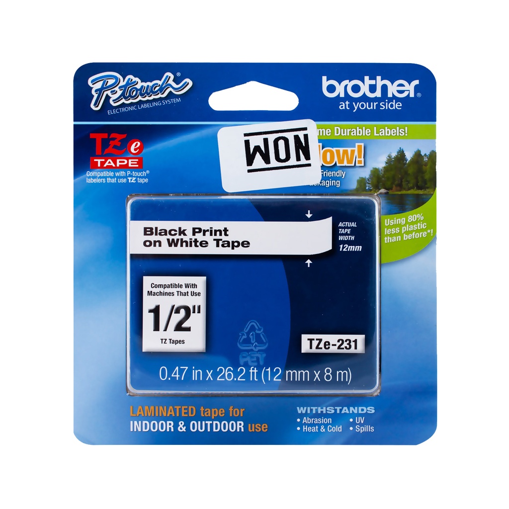 CINTA BROTHER TZE-231 NEGRO 12MM GL100 PT1000 PT1000BM PT1010 PT1010B SIN GARANTIA