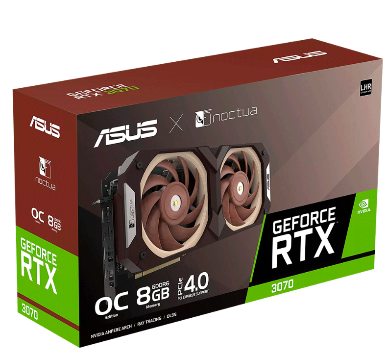 TVIDEO ASUS RTX 3070 NOCTUA OC 8GB GDDR6 HDMI DP RTX3070-O8G-NOCTUA 1 AÑO DE GARANTIA