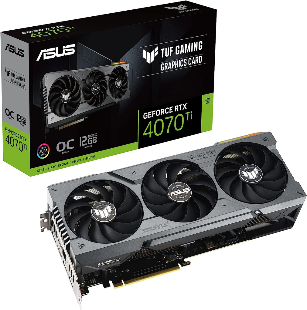 08032025TVIDEO ASUS TUF GAMING RTX4070TI OC 12GB GDDR6X HDMI DP TUF-RTX4070TI-O12G-GAMING 1AÑO DE GARANTIA