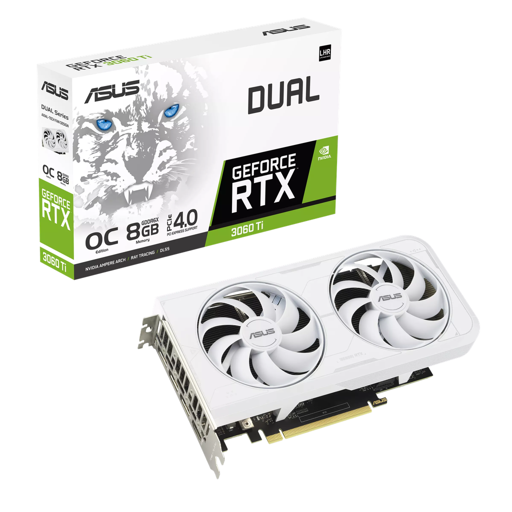 TVIDEO ASUS RTX3060 DUAL OC 8GB WHITE GDDR6 HDMI DP DUAL-RTX3060-O8G-WHITE 1 AÑO DE GARANTIA