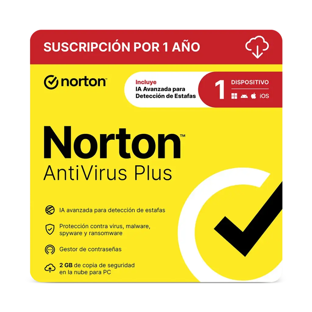 LICENCIA ANTIVIRUS NORTON ANTIVIRUS PLUS PERSONAL 1 DISPOSITIVOS TMNR-031 SIN GARANTIA