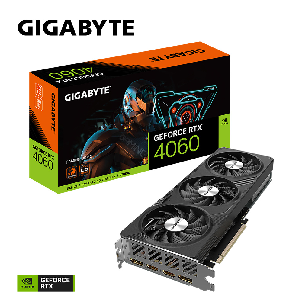 TARJETA DE VIDEO NVIDIA RTX4060 8GB OC GDDR6 GIGABYTE GAMING GV-N4060GAMING OC-8GD 1AÑO DE GARANTIA