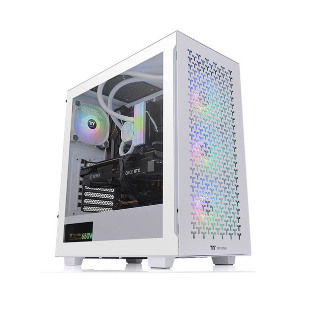 GABINETE THERMALTAKE V350 TG ARGB AIR SNOW CRISTAL TEMPLADO BLANCO 3 VENTILADORES CA-1S3-00M6WN-03 SIN GARANTIA