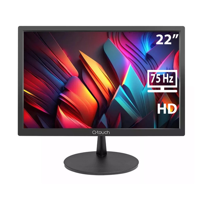 MONITOR QTOUCH 22" LED 1650 x 1050 75HZ VGA NEGRO QT-2200 1AÑO DE GARANTIA