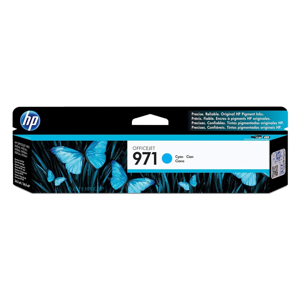 CARTUCHO HP 971 CIAN ORIGINAL 2500 PAGINAS CN622AM PARA X4151 X551 X476 X576 SIN GARANTIA