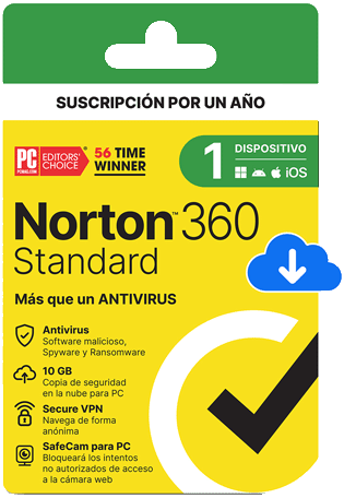 LICENCIA ANTIVIRUS NORTON 360 STANDARD PERSONAL 1 DISPOSITIVOS 21414658 SIN GARANTIA