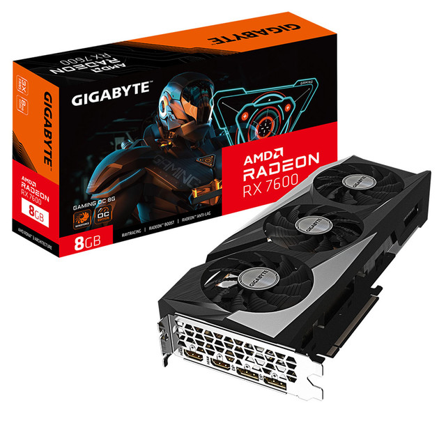 TARJETA DE VIDEO RADEON RX7600 8GB OC GDDR6 GIGABYTE GAMING GV-R76GAMING OC-8GD 1AÑO DE GARANTIA