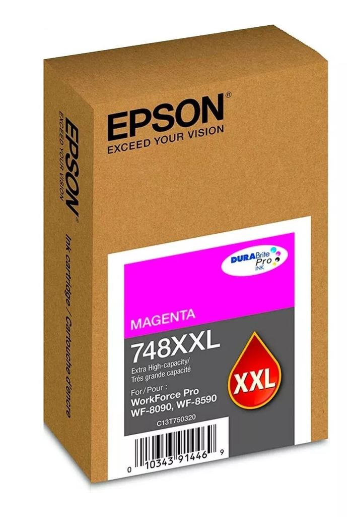 CARTUCHO EPSON 748XXL MAGENTA 69ML 7,000 PAGS WORKFORCE PRO WF-6090/WF-6590 C13T75032A T748XXL320 DIRECTO CAN FABRICANTE