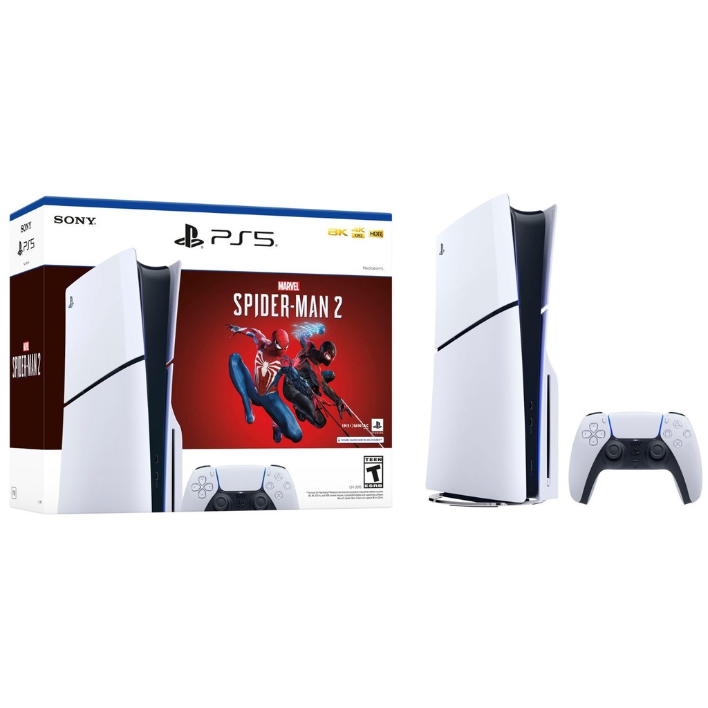 CONSOLA SONY PLAYSTATION 5 SLIM SPIDERMAN 2 BUNDLE 1TB WIFI BLUETOOTH BLANCO/NEGRO CFI-2015 1000039815 1AÑO DE GARANTIA