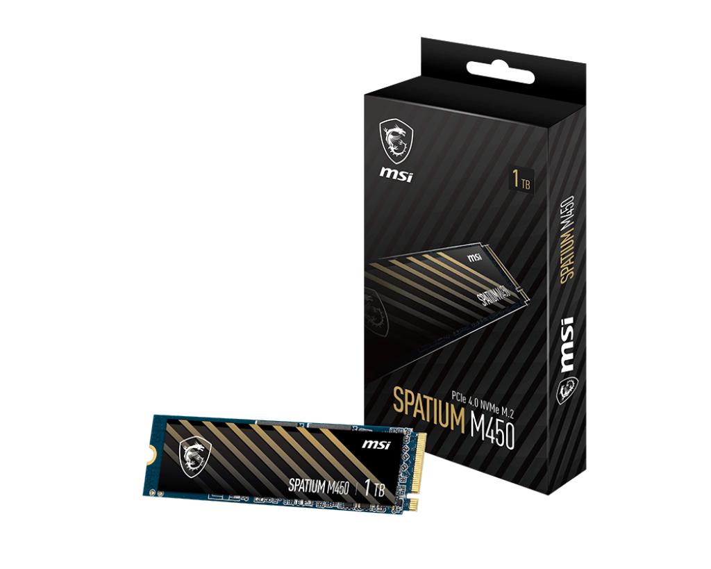 SSD MSI SPATIUM MN450 1TB M2 PCIEX 3600/3000MBs SPATIUM M450 PCIE 4.0 NVME M.2 1TB 11M DE GARANTIA