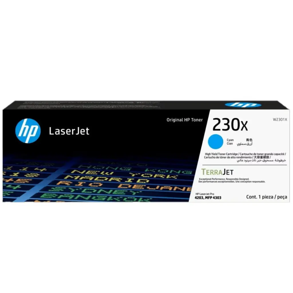 TONER HP 230X LASERJET CYAN 5500 PAGS COM/4203/ MFP 4303 W2301X SIN GARANTIA