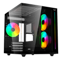 GABINETE BALAM RUSH TANK PRO EVO GM955 NEGRO M-ATX RGB VENTS 3VENT CRISTAL S/FUENTE BR-937320 11M DE GARANTIA