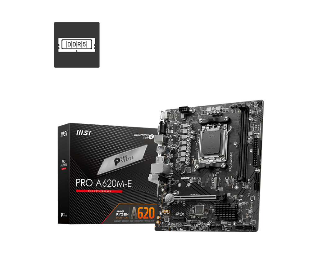 MB MSI PRO A620M-E DDR5 AM5 96GB M-ATX HDMI 12M DE GARANTIA