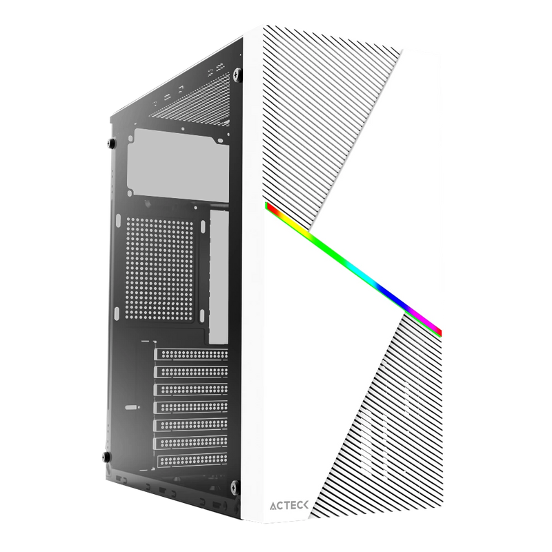 archivar 101224GABINETE ACTECK DRAKO GM450 RGB BLANCO ATX 500W AC-935722 3M DE GARANTIA (FUENTE)