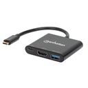 DOCKING MANHATTAN USB 3PTS USB-A USB-C HDMI NEGRO 130622 3M DE GARANTIA