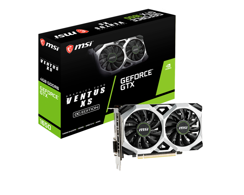 CAJA ABIERTA TVIDEO MSI GTX1650 VENTUS XS OC 4GB GDDR6 128BIT GTX 1650 D6 VENTUS XS OC 11M DE GARANTIA