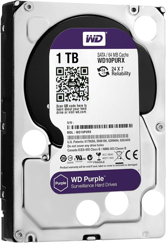 DD WD NUEVO 1TB 3.5" PURPLE WD10PURX 11M DE GARANTIA