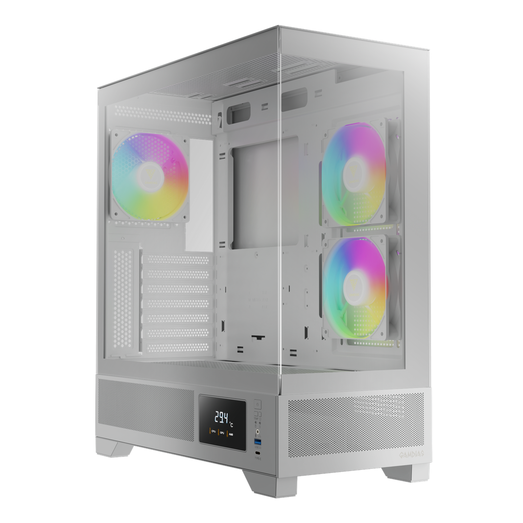 GABINETE GAMDIAS ATLAS M1 WH BLANCO ATX ARGB S/FUENTE CRISTAL GD-ATLAS M1 WH 11M DE GARANTIA