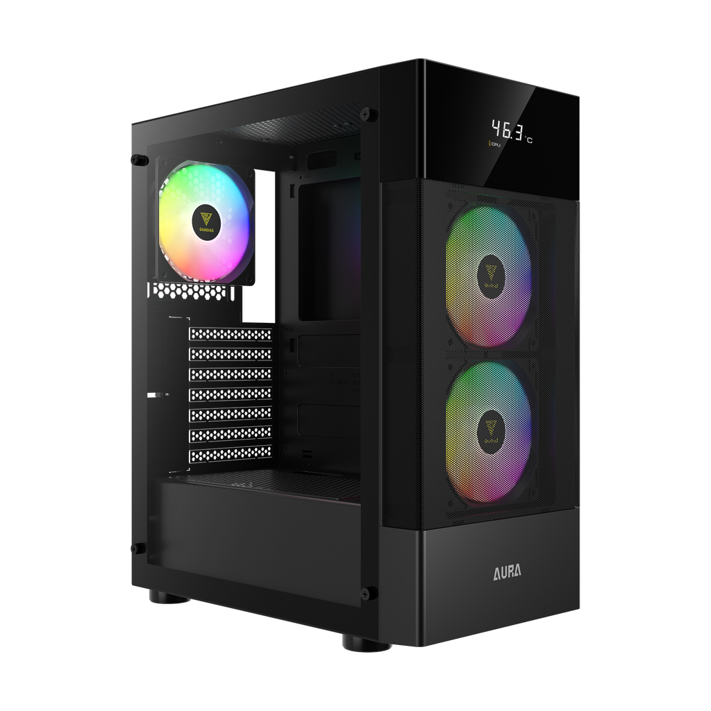 GABINETE GAMDIAS AURA GC5 NEGRO ATX DIGITAL MESH RGB S/FUENTE CRISTAL GD-AURA GC5 11M DE GARANTIA