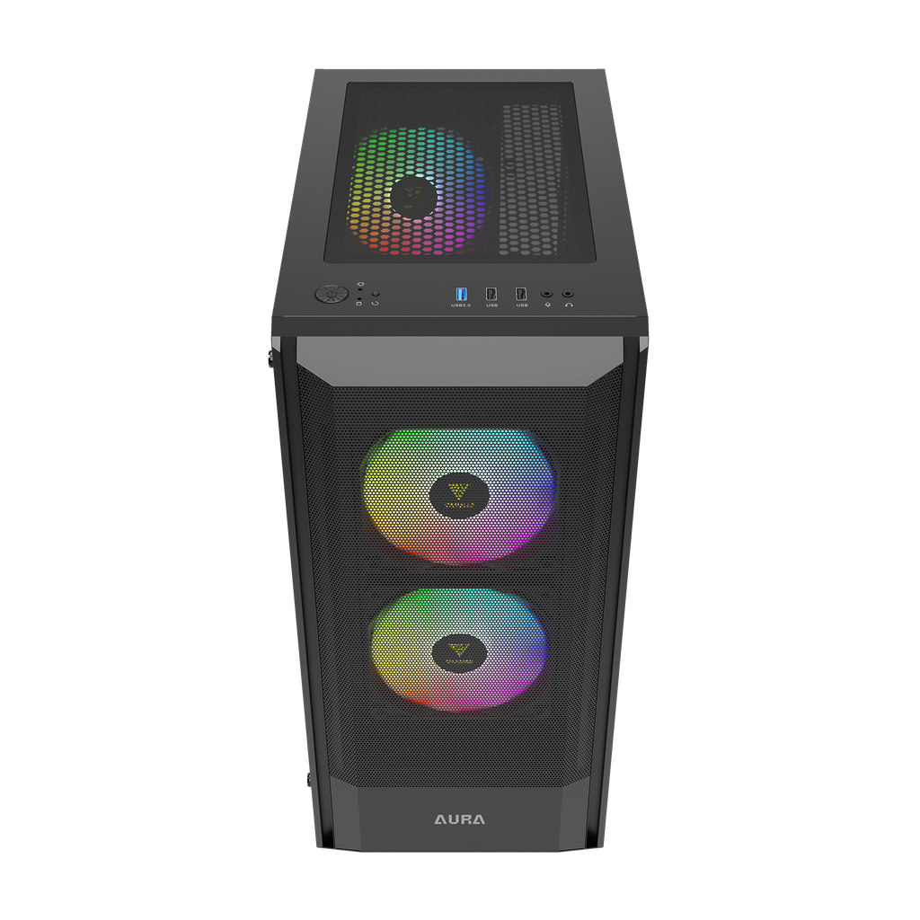 GABINETE GAMDIAS AURA GC6 NEGRO ATX MESH RGB S/FUENTE CRISTAL GD-AURA GC6 11M DE GARANTIA