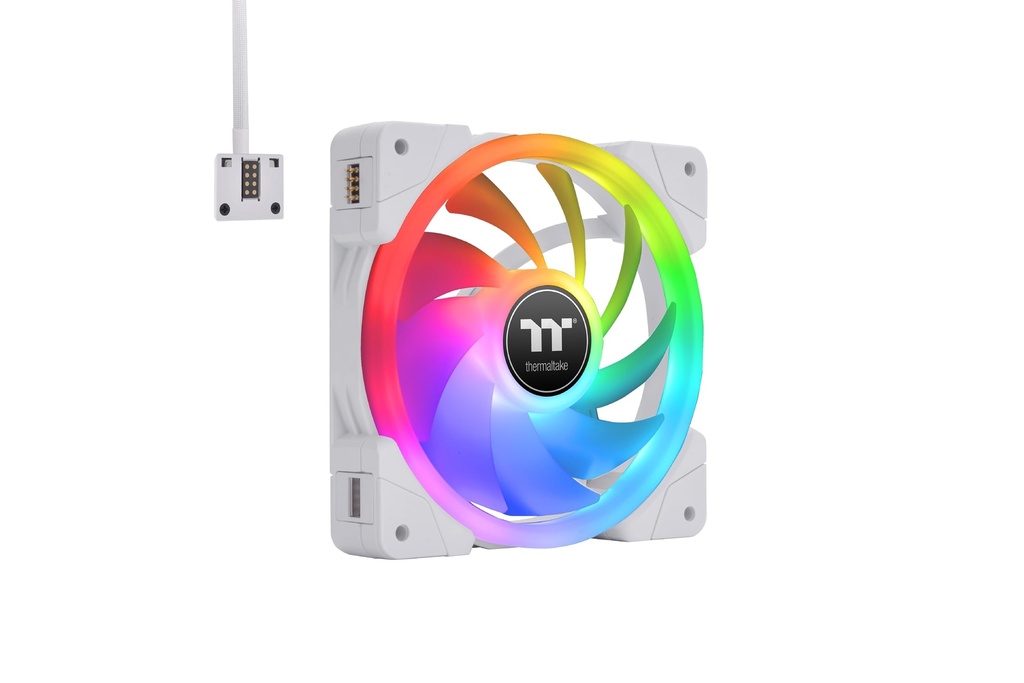 CAJA ABIERTA VENTILADOR THERMALTAKE SWAFAN EX14 RGB PREMIUM EDITION BLANCO 3 PACK CL-F162-PL14SW-A 11M DE GARANTIA