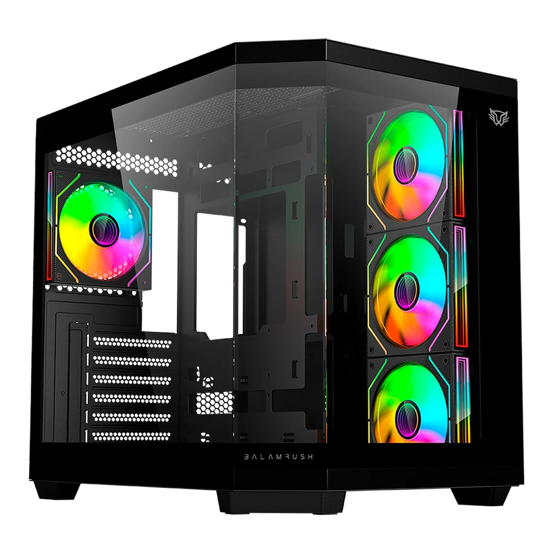 GABINETE BALAM RUSH TANK 9600TB MAX NEGRO ATX RGB 4VENT USB3.0 C/TEMPLADO S/FUENTE BR-938679 03M DE GARANTIA